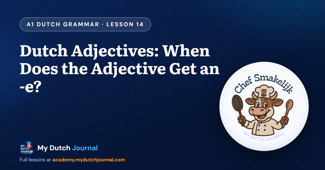 Dutch Adjectives: When Does the Adjective Get an -e? — A1 Dutch Grammar Course, Lesson 14 | My Dutch Journal