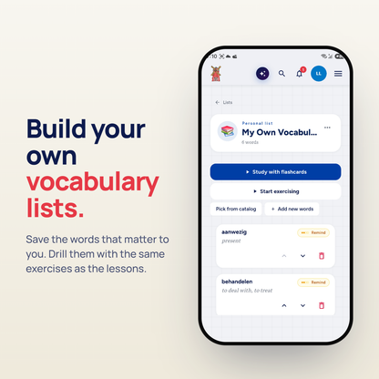 Build your own Dutch vocabulary lists