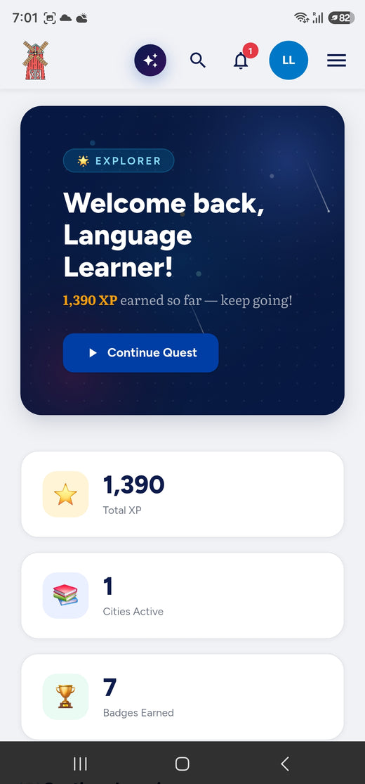 MyDutchJournal app exercise screen